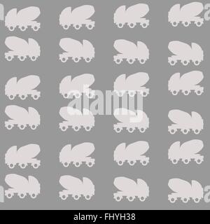 White flat mixer truck isolated on gray backdrop. Digital background vector pattern. Stock Vector