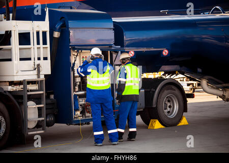 Aircraft refuelling truck at an airfield Stock Photo - Alamy