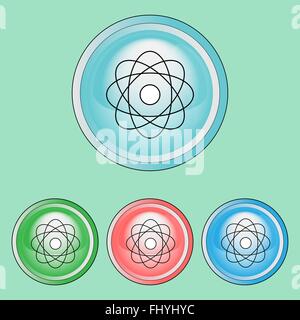 Ecological Natural Signs and Symbols Badges. Digital background vector icons set isolated on colorful round buttons. Stock Vector