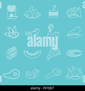 White beer snacks silhouette on the cyan backdrop. Digital background vector illustration. Stock Vector