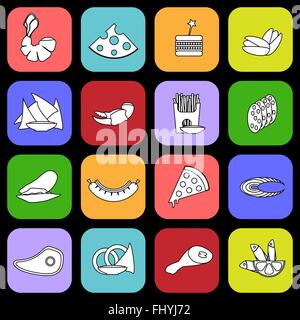 Different Food Snacks icons set. Digital background vector illustration. Stock Vector