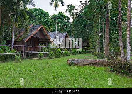 The RIVERSIDE COTTAGES in KHO SOK are a perfect place to stay to visit Kho Sok National Park - THAILAND Stock Photo