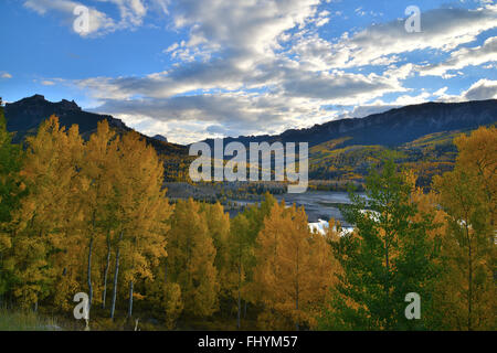 Fall color scenes along Big Cimarron Road up to Silver Jack Reservoir and Owl Creek Pass, 20 miles south of HWY 50 in Colorado Stock Photo