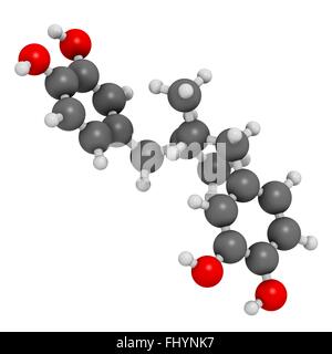 Masoprocol skin cancer (actinic keratosis) drug molecule Atoms are represented as spheres and are colour coded: hydrogen Stock Photo