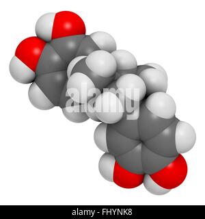 Masoprocol skin cancer (actinic keratosis) drug molecule Atoms are represented as spheres and are colour coded: hydrogen Stock Photo