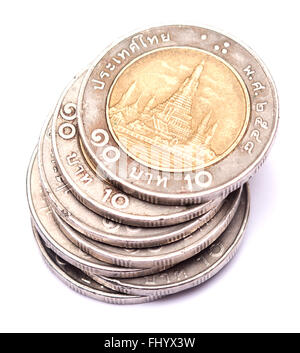 Thai coins isolated on white Stock Photo