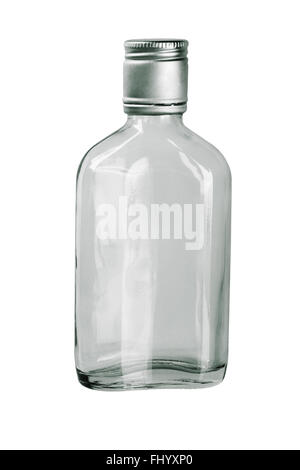 Empty Whiskey Bottle on White Background Stock Photo