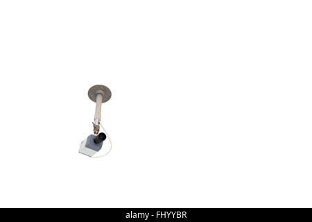 Security camera on the roof with copy space, clipping path included, isolated on white background Stock Photo