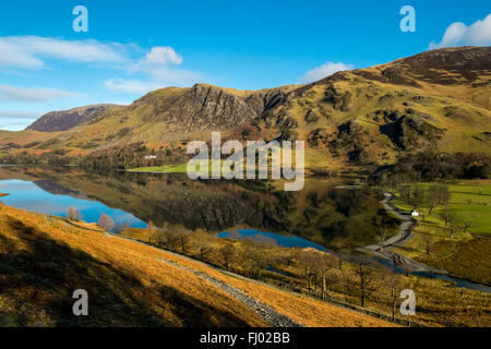 Buttermere on a crisp winter morning in the English Lake District viewed from the Scarth Gap path Stock Photo