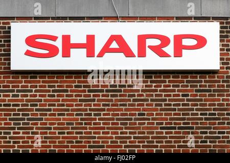 Sharp logo on a facade Stock Photo