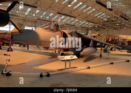 The BAe Harrier GR.9 (Harrier jump jet) on display at the RAF Museum at RAF Cosford, Shropshire, UK. Stock Photo