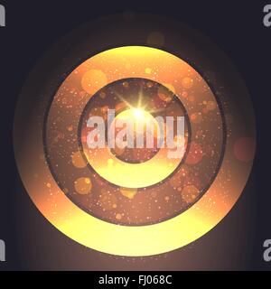 Colorful background with glowing golden circles in space. Stock Vector