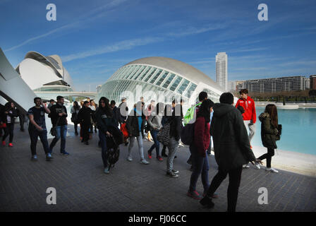 school visit to Ciudad de las Artes y las Ciencias, Valencia, Spain Europe Stock Photo