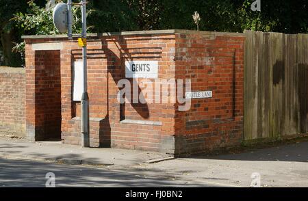 Old and historical gents public toilet on Union Road and junction of Castle Lane in the city of Lincoln Lincolnshire England GB UK 2015 Stock Photo