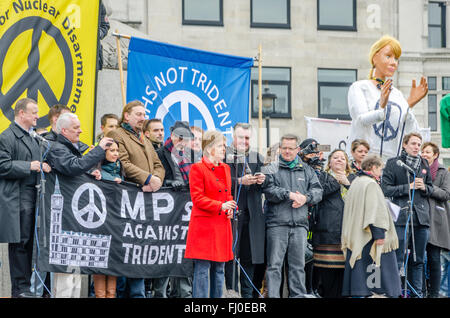 London, UK. 27 February 2016  Nicola Sturgeon speaking at the anti-trident demonstration in Central London Credit:  Ilyas Ayub/ Alamy Live News Stock Photo