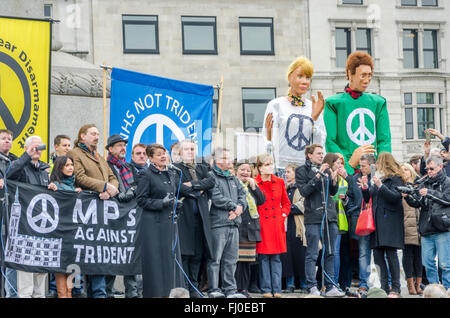 London, UK. 27 February 2016  Leanne Wood speaking at the anti-trident demonstration in Central London Credit:  Ilyas Ayub/ Alamy Live News Stock Photo