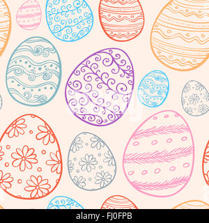 Abstract  Easter seamless pattern with hand drawn eggs Stock Photo