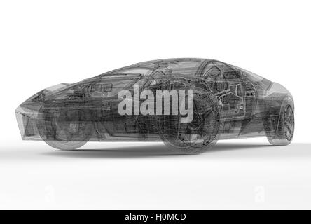 Front of wireframe car isolated on a white background Stock Photo