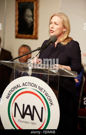 NY Senator Kristen Gillibrand speaks Martin Luther King Jr, NAN House of Justice Harlem NY Stock Photo