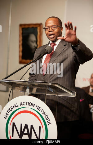 Ken Thompson, Brooklyn DA speaks at Martin Luther King Jr. day at NA House of Justice Harlem Stock Photo