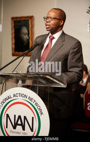 Ken Thompson, Brooklyn DA speaks at Martin Luther King Jr. day at NA House of Justice Harlem Stock Photo