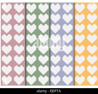 Big white hearts on colorful backdrop seamless pattern. Digital background vector illustration. Stock Vector
