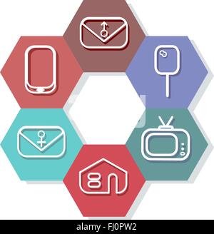 Nowadays leisure concept. Online dating icon set isolated on white. Digital background vector illustration. Stock Vector