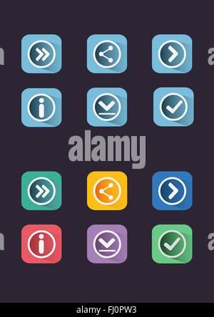 Flat icon set. Navigation buttons. Digital background vector illustration. Stock Vector