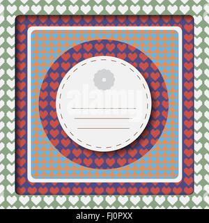 Girlish notebook cover with lots of hearts on lined backdrop of various colors. Digital background vector illustration. Stock Vector