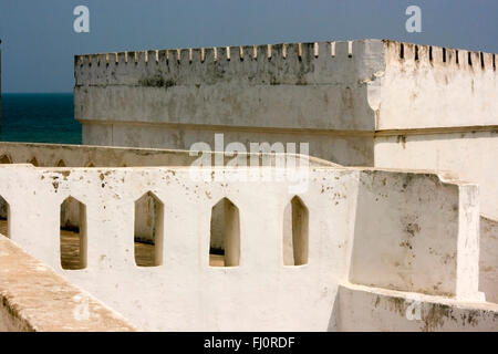 Fortress walls of Cape Coast Castle, Ghana, West Africa Stock Photo