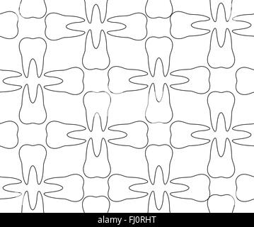 Black and white dental pattern. Lots of teeth in form of flowers. Digital vector pattern isolated on white. Stock Vector