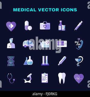 Healthcare. Colorful Medical Vector Icons Set. Digital background vector illustration. Stock Vector
