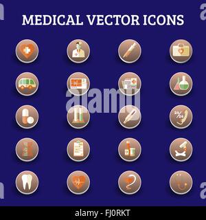 Healthcare. Colorful Medical Vector Icons Set. Digital background vector illustration. Stock Vector
