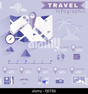 Planning Travel Infographics. Colorful Illustration for a Flyer or a Booklet. Digital Vector Background Image. Stock Vector