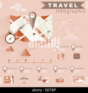 Planning Travel Infographics. Colorful Illustration for a Flyer or a Booklet. Digital Vector Background Image. Stock Vector
