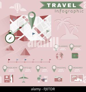 Planning Travel Infographics. Colorful Illustration for a Flyer or a Booklet. Digital Vector Background Image. Stock Vector