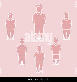 Football Soccer Baseball Volleyball Team. Red Players silhouette. Digital background Vector illustration. Stock Vector