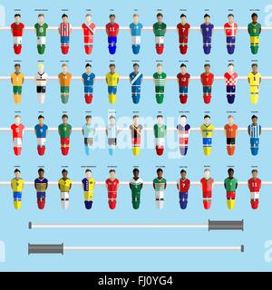 Forty-four Football Club Soccer Players silhouettes. Computer game Soccer team players big set. Sports infographic. Stock Vector