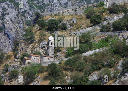 The Chapel of Our Lady of Salvation and Saint John's Castle in Kotor, Montenegro Stock Photo