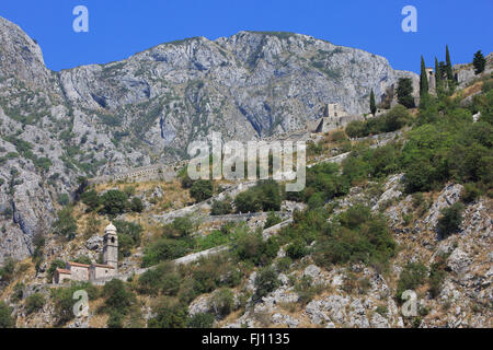 The Chapel of Our Lady of Salvation and Saint John's Castle in Kotor, Montenegro Stock Photo