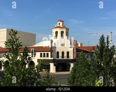 Fox Performing Arts Center in Riverside, California built in 1929 is Spanish Colonial Revival style architecture. Stock Photo