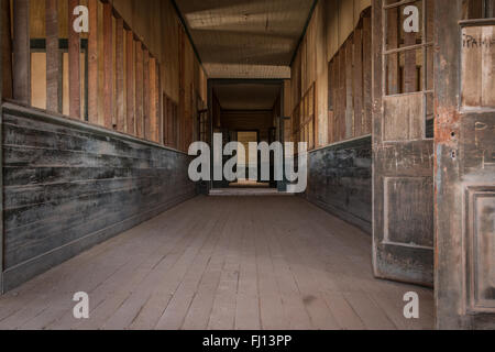 Abandoned school in Humberstone, a former nitrate mining and processing town in the Atacama desert. Stock Photo