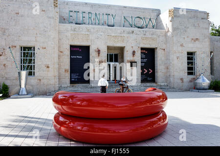 Miami Beach Florida,Collins Park,Bass Museum of Art,Temporary Contemporary,sculpture,front,entrance,Eternity Now,FL160117043 Stock Photo