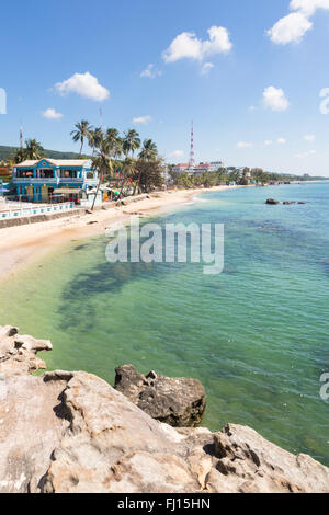 The beach in Duong Dong town viewd from the lighthouse in the popular Phu Quoc island in south Vietnam Stock Photo