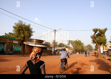 Typical streets in Ouagadougou, capital city of Burkina Faso Stock Photo