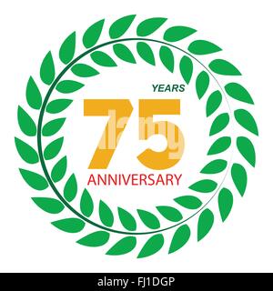 Template Logo 75 Anniversary in Laurel Wreath Vector Illustratio Stock Vector