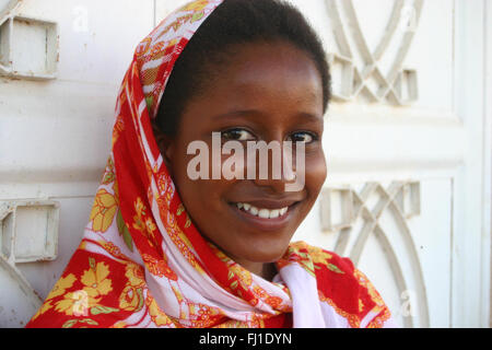 Portrait of Harratin woman in Nouakchott, Mauritania Stock Photo