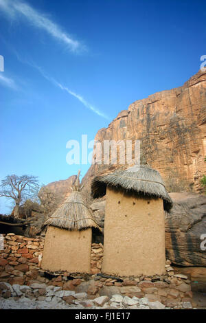 A Dogon village with traditional huts Bandiagara in Mali 