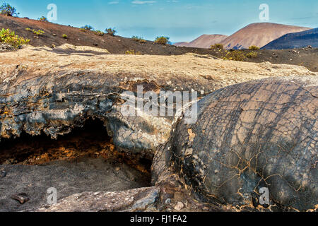 Eroded Volcanic Tube Lanzarote Canary Islands Stock Photo
