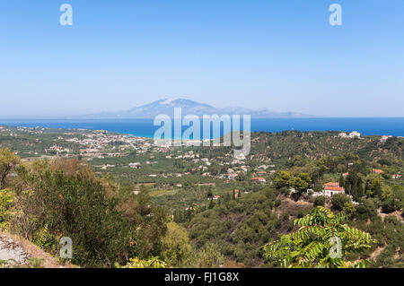 View of Tsilivi on Zakynthos with Kefalonia in the background, Greece Stock Photo